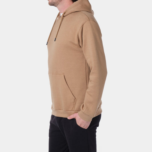 Felpa con cappuccio in pile taupe da uomo
