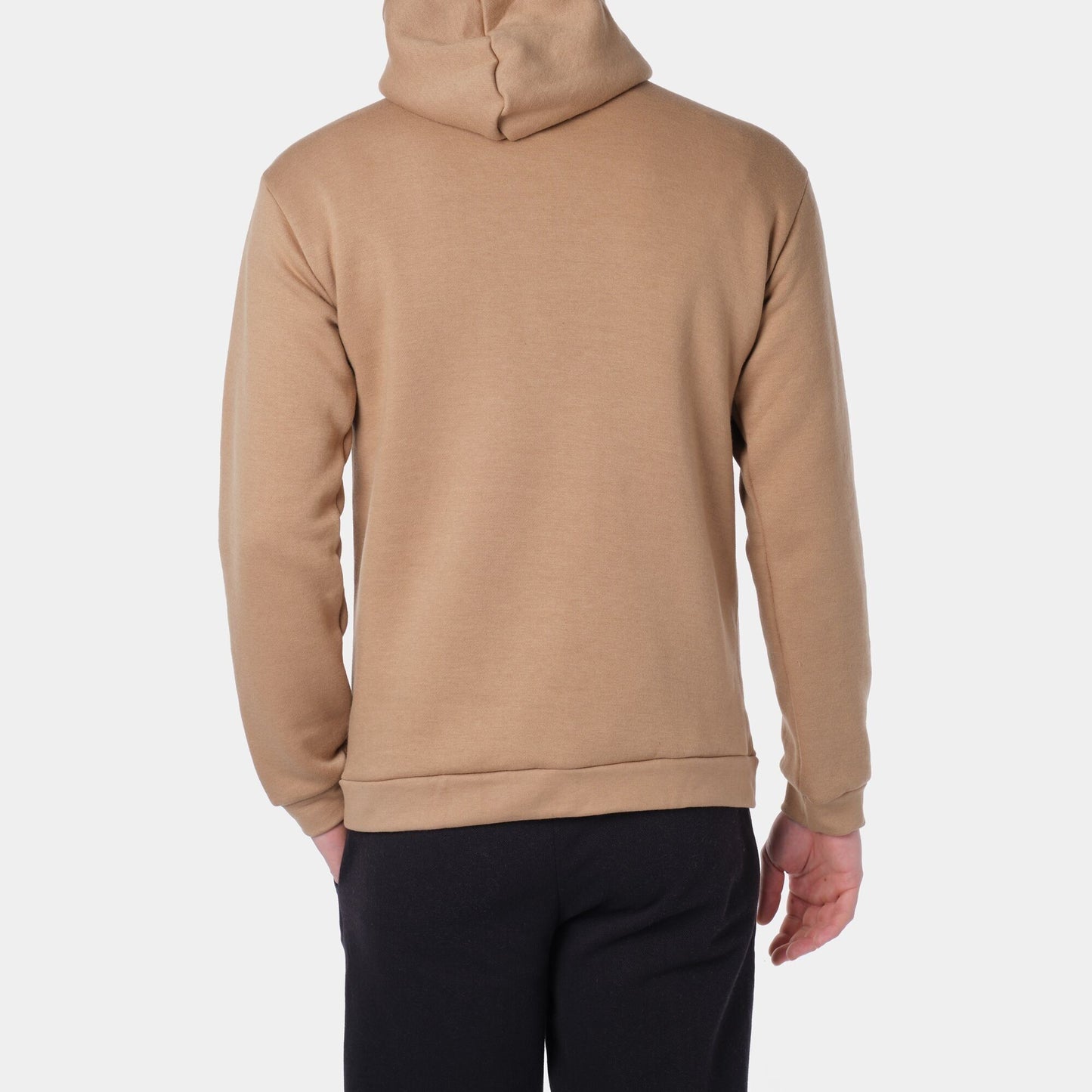 Felpa con cappuccio in pile taupe da uomo