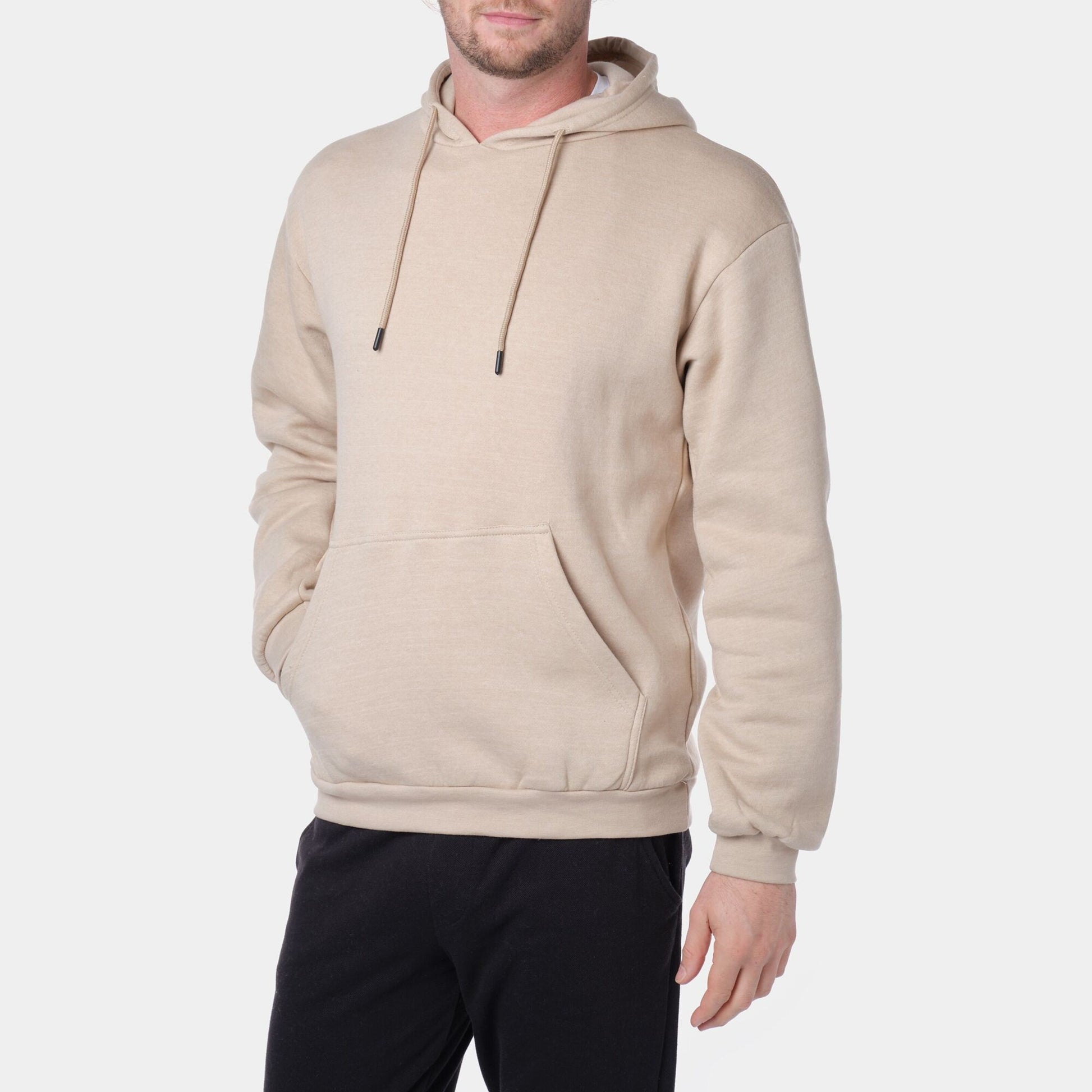 Felpa con cappuccio in pile beige da uomo