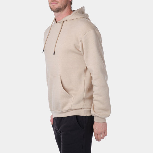 Felpa con cappuccio in pile beige da uomo
