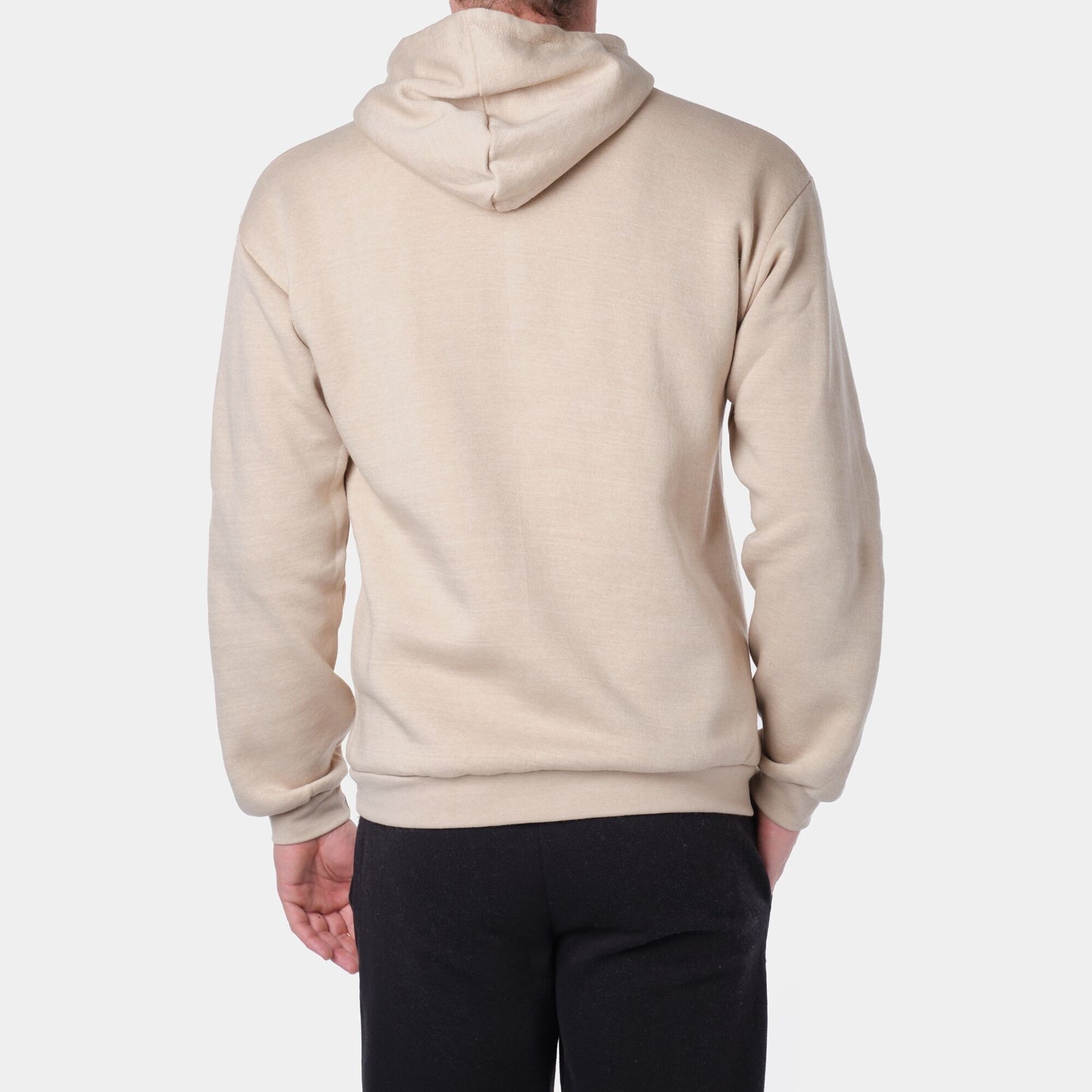 Felpa con cappuccio in pile beige da uomo