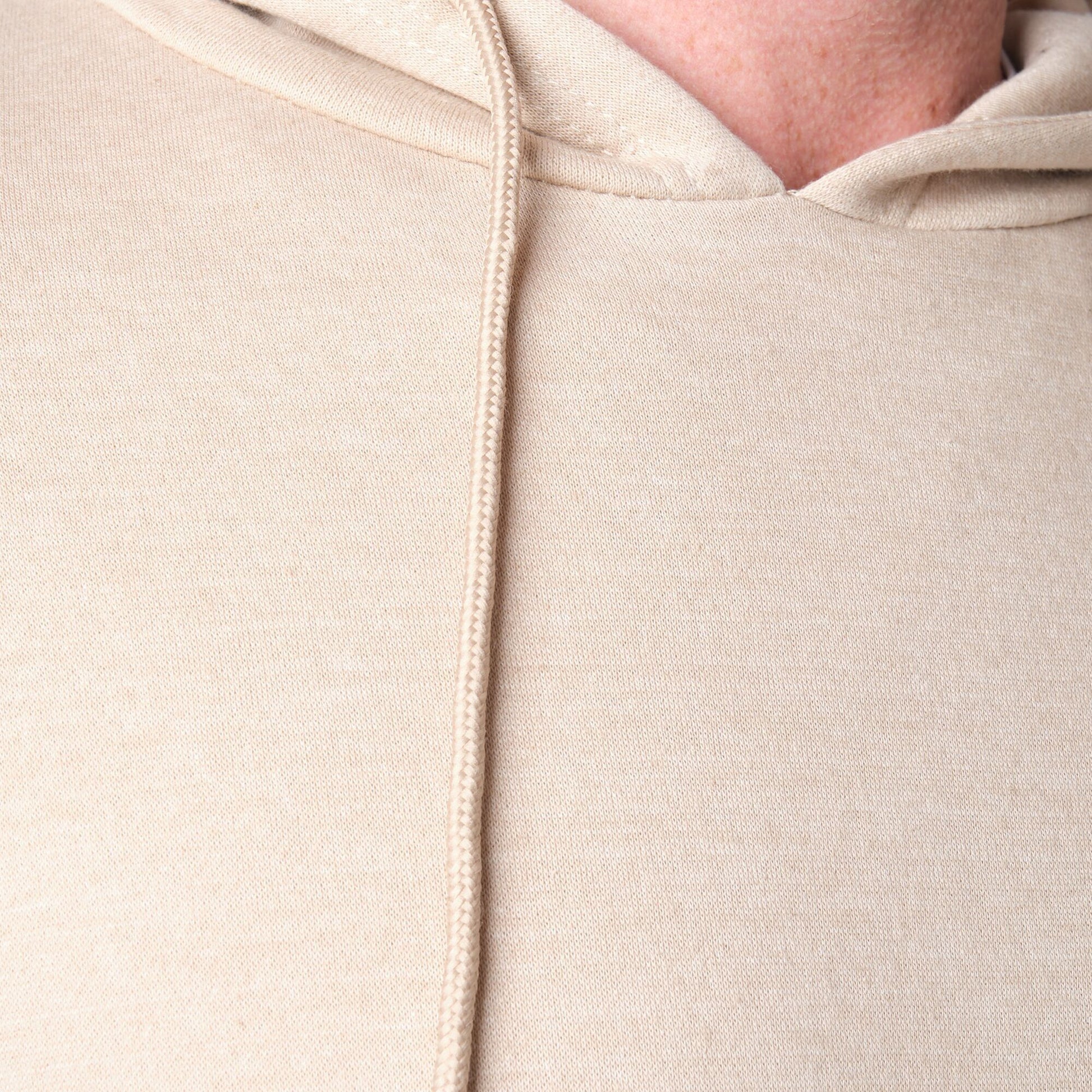 Felpa con cappuccio in pile beige da uomo