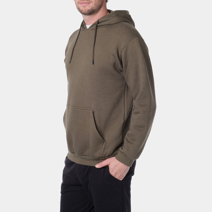 Felpa con cappuccio in pile kaki da uomo