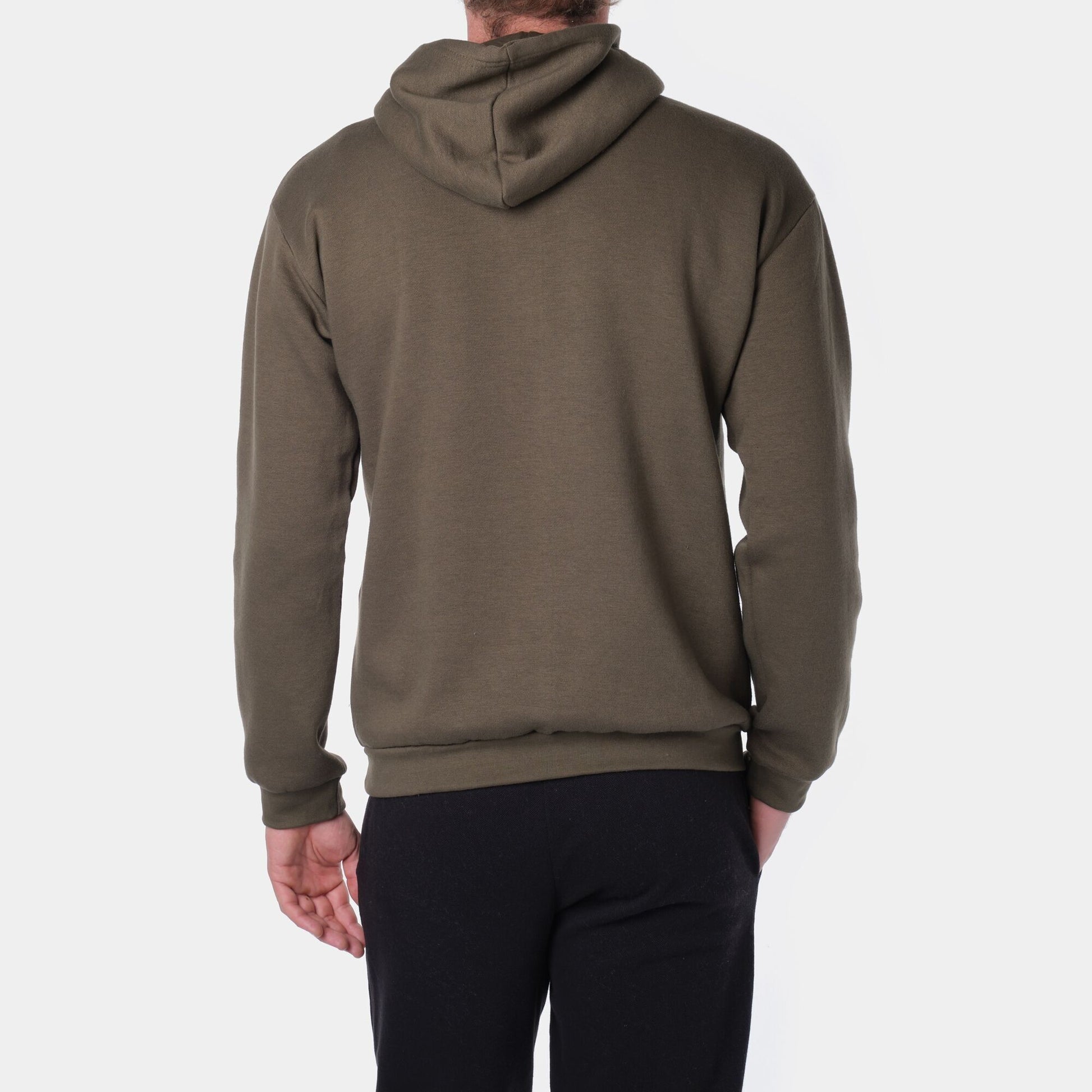 Felpa con cappuccio in pile kaki da uomo