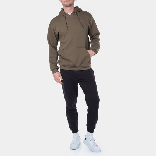 Felpa con cappuccio in pile kaki da uomo