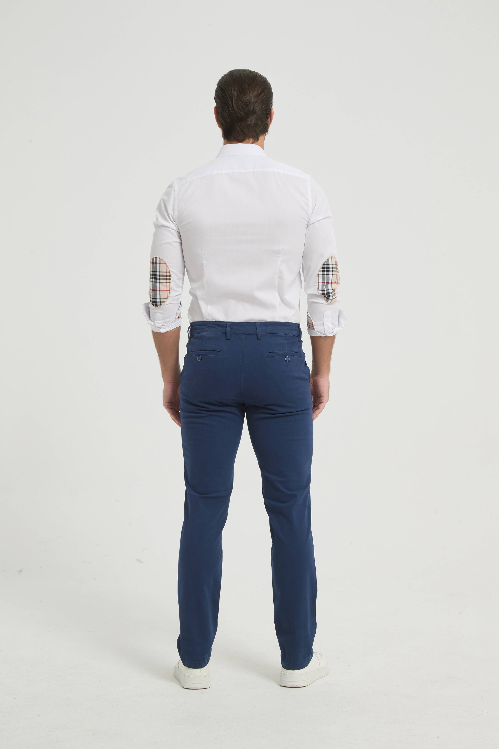 Pantaloni chino elasticizzati blu scuro da uomo