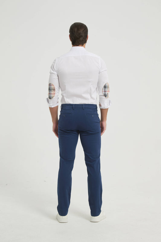 Pantaloni chino elasticizzati blu scuro da uomo