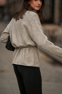 Cappotto in maglia mélange con cintura
