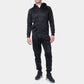 Tuta sportiva uomo nera con felpa zip e pantaloni jogger