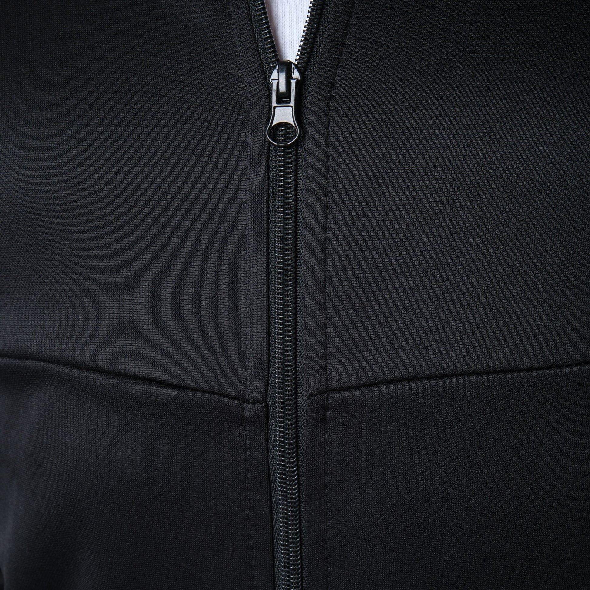 Tuta sportiva uomo nera con felpa zip e pantaloni jogger
