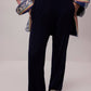 Pantaloni palazzo blu navy a vita elasticizzata