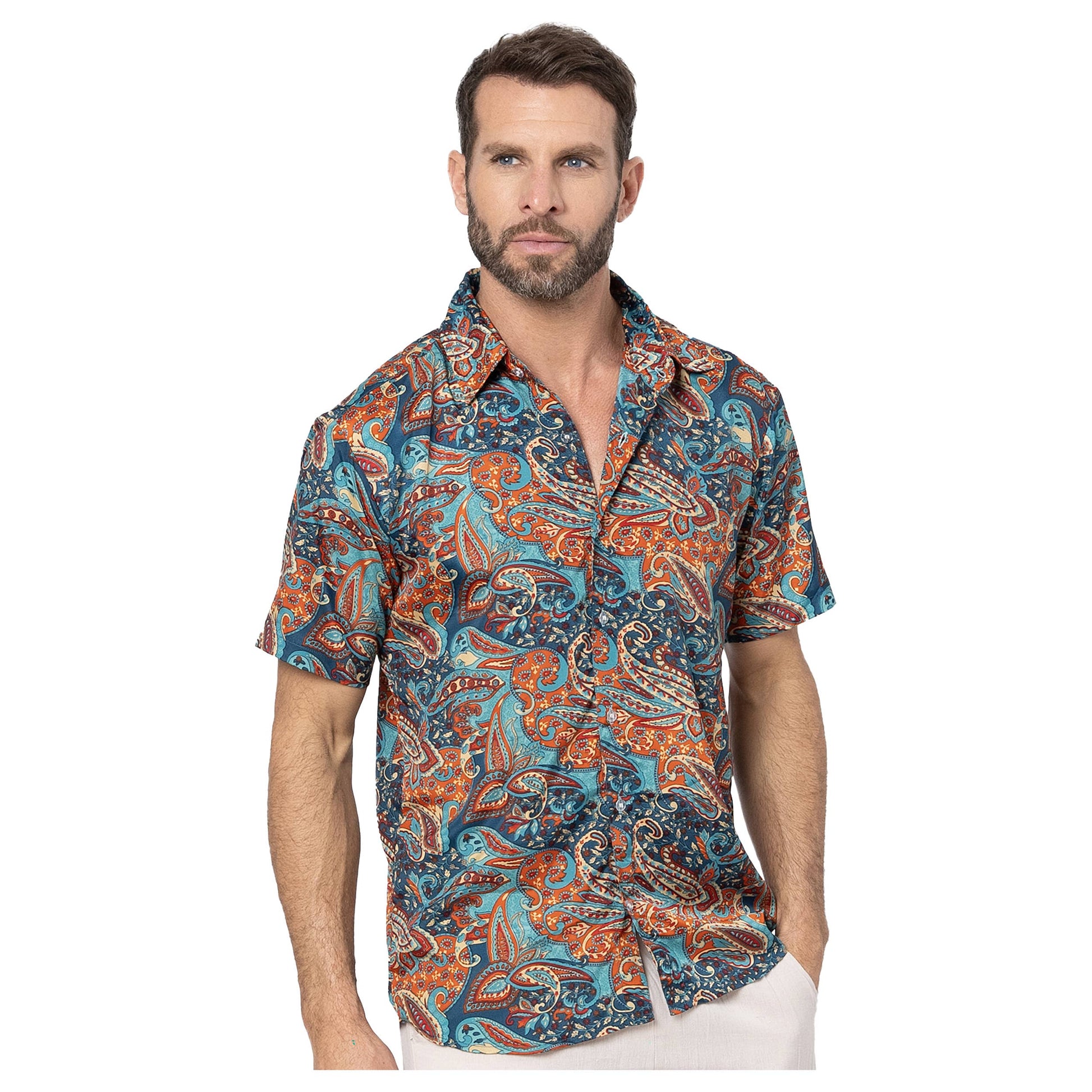 Camicia estiva a maniche corte fantasia paisley