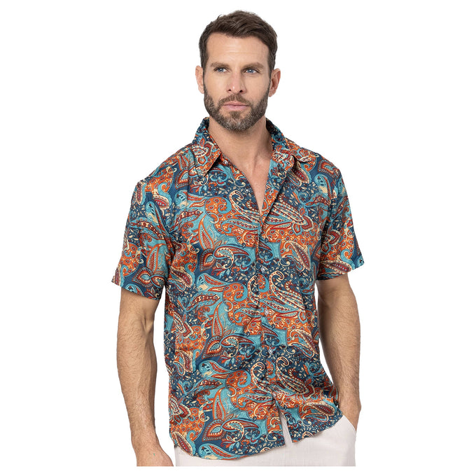 Camicia estiva a maniche corte fantasia paisley