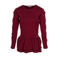 Maglia peplum con inserti in pizzo e bottoni