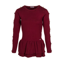Maglia peplum con inserti in pizzo e bottoni