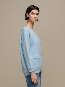 Maglione donna in maglia con tasche applicate