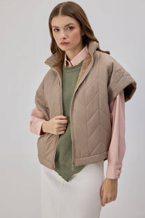 Gilet trapuntato imbottito color visone da donna