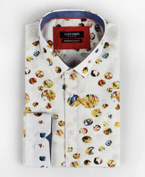 Camicia slim fit elasticizzata con stampa bubbles