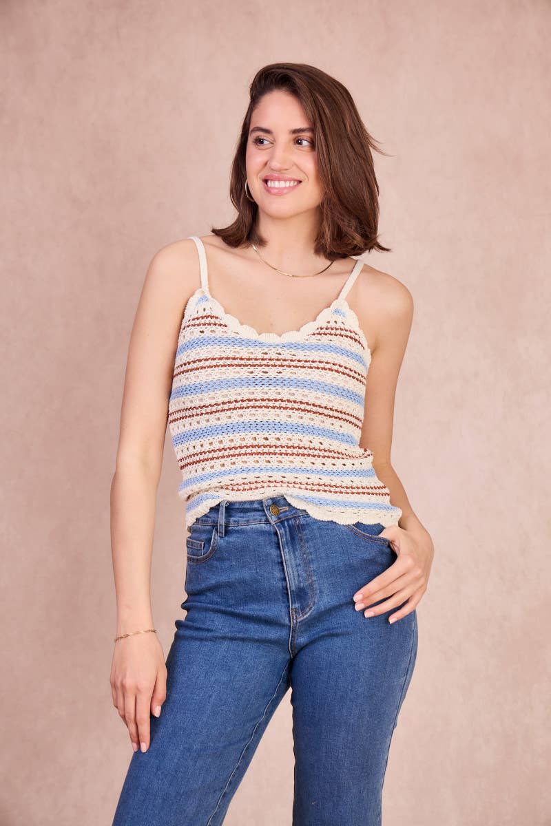 Top crochet NINON in cotone a righe