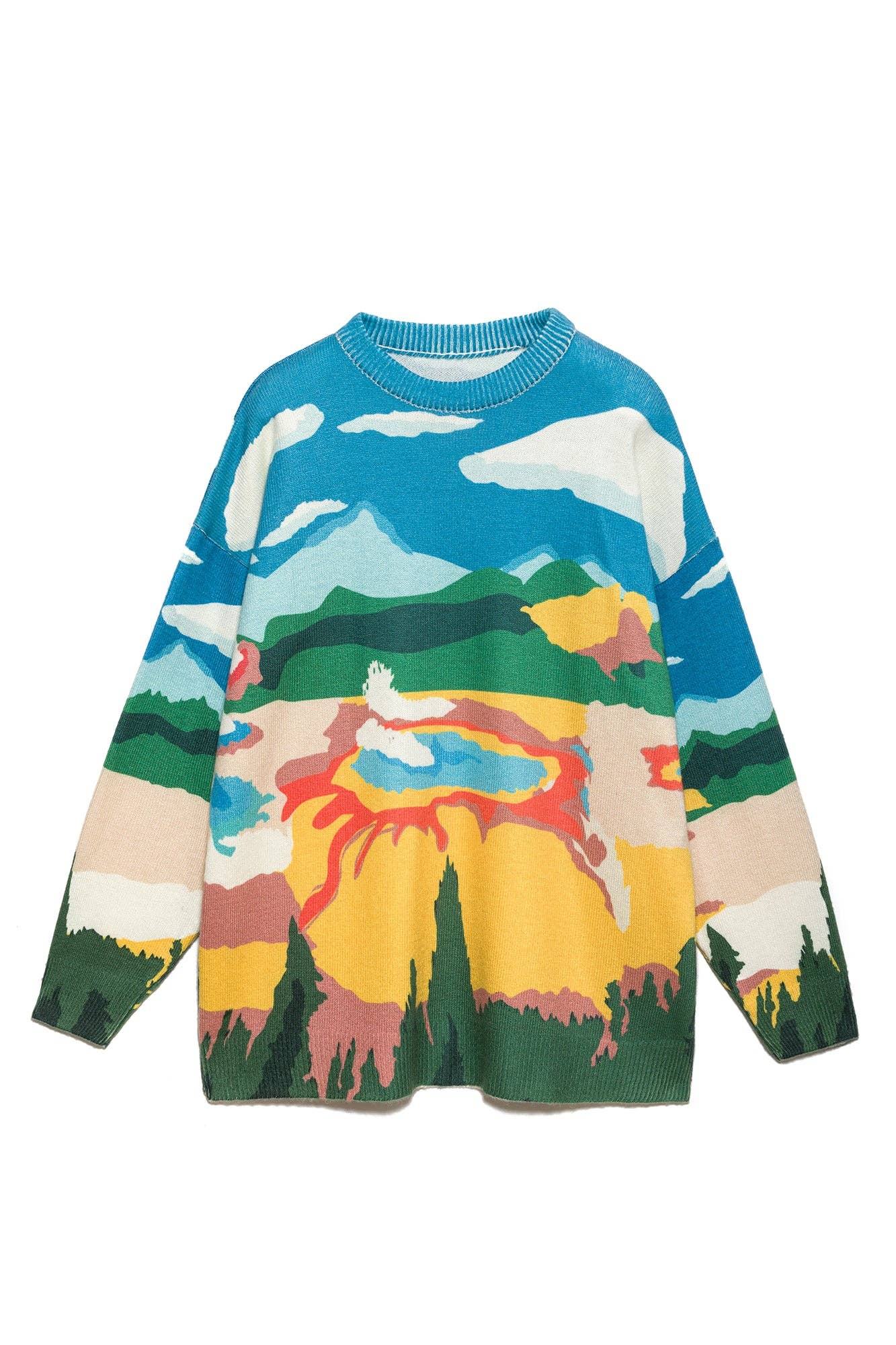 Maglione in maglia con motivo paesaggio