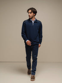 Polo da uomo con mezza zip in cotone e poliestere