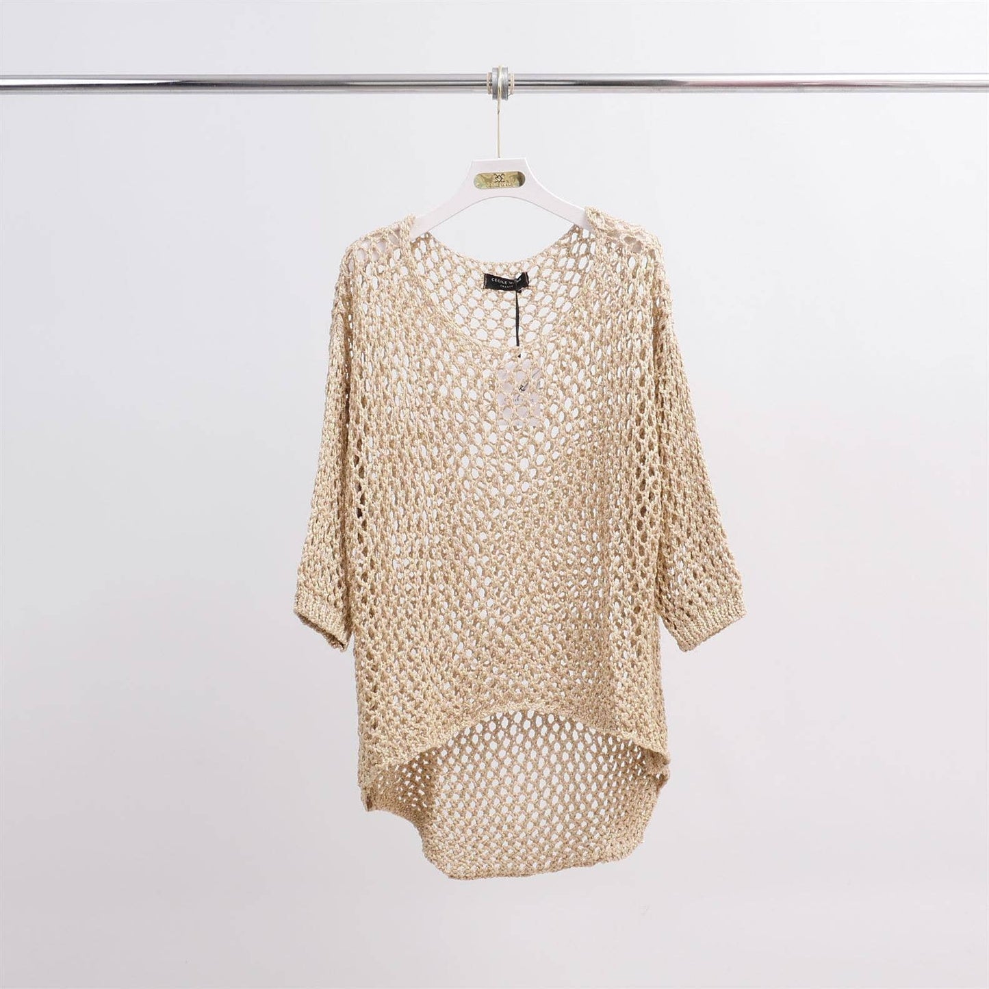 Maglione traforato all’uncinetto effetto lucido
