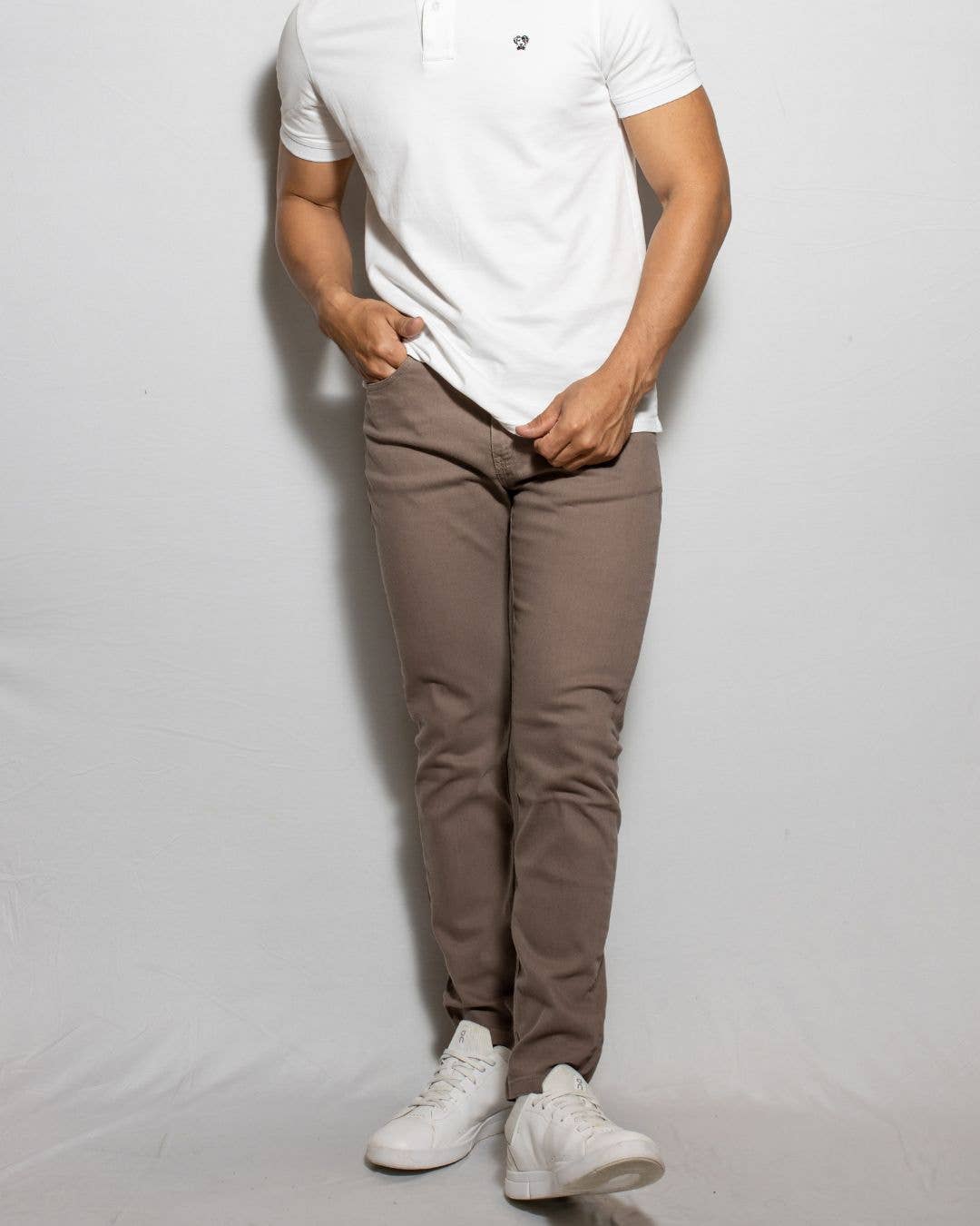 Pantaloni Drill Marroni Stretch Uomo