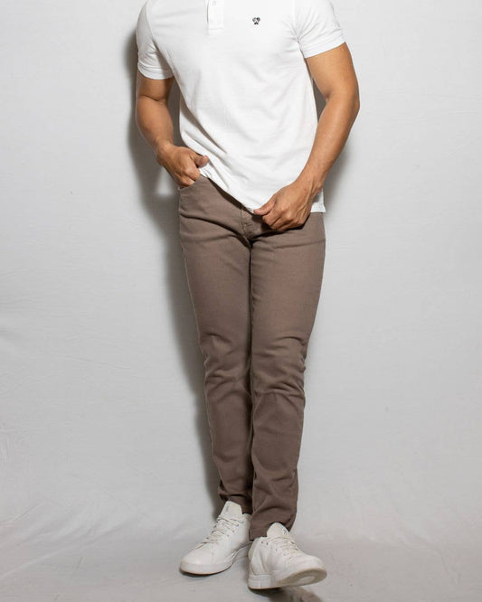 Pantaloni Drill Marroni Stretch Uomo