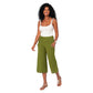 Pantaloni culotte estivi in cotone e lino verdi