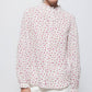 Blusa floreale con volant e bottoni
