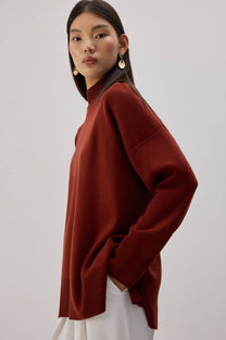 Maglione basic a collo alto in maglia