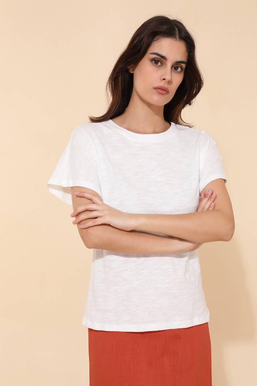 T-shirt TIA in cotone con bottoni sulla spalla sinistra