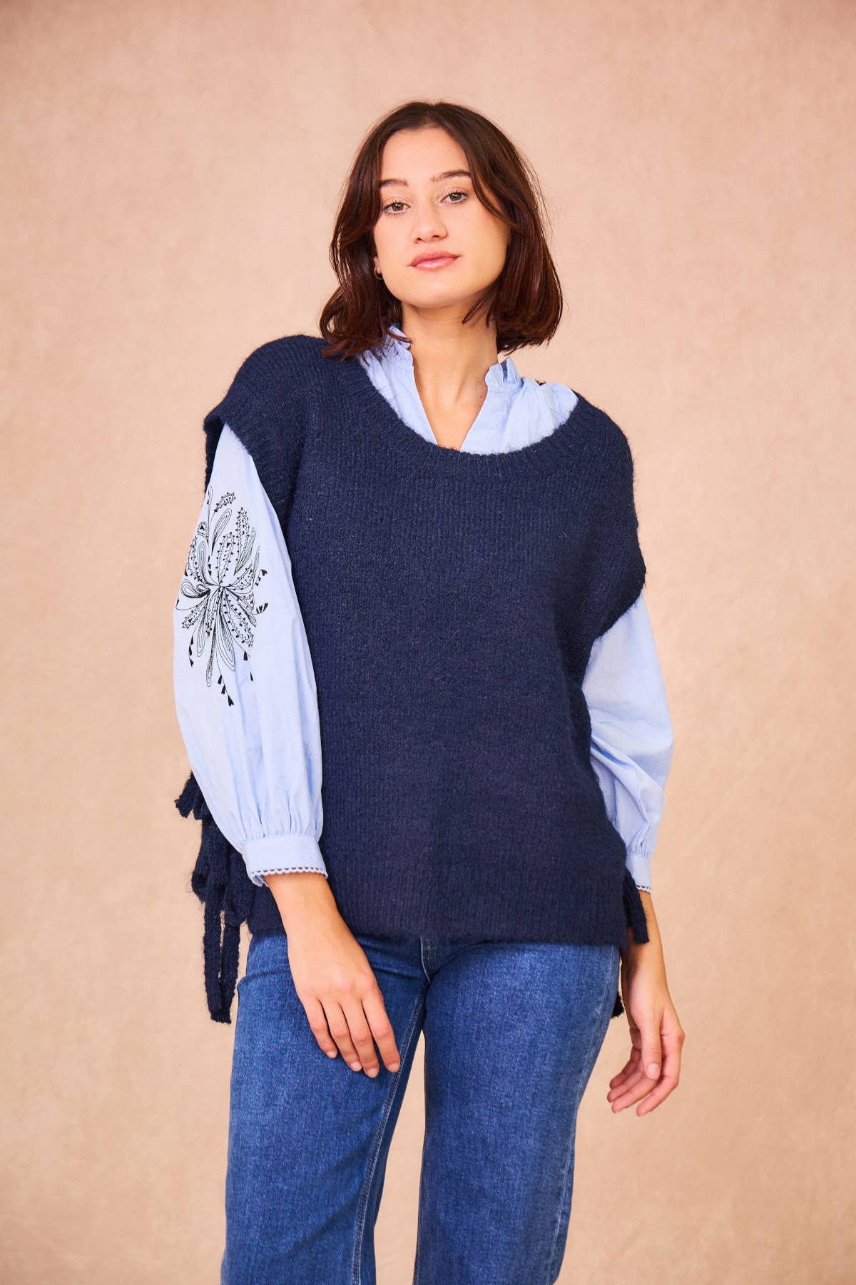 Gilet in maglia Majorelle oversize con lacci laterali