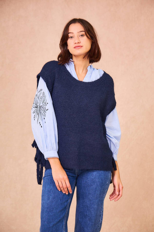 Gilet in maglia Majorelle oversize con lacci laterali