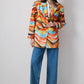 Blazer in cotone con stampa astratta multicolor