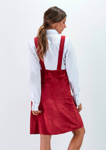 Abito salopette in velluto rosso