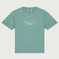 T-shirt donna oversize verde con ricamo lettering