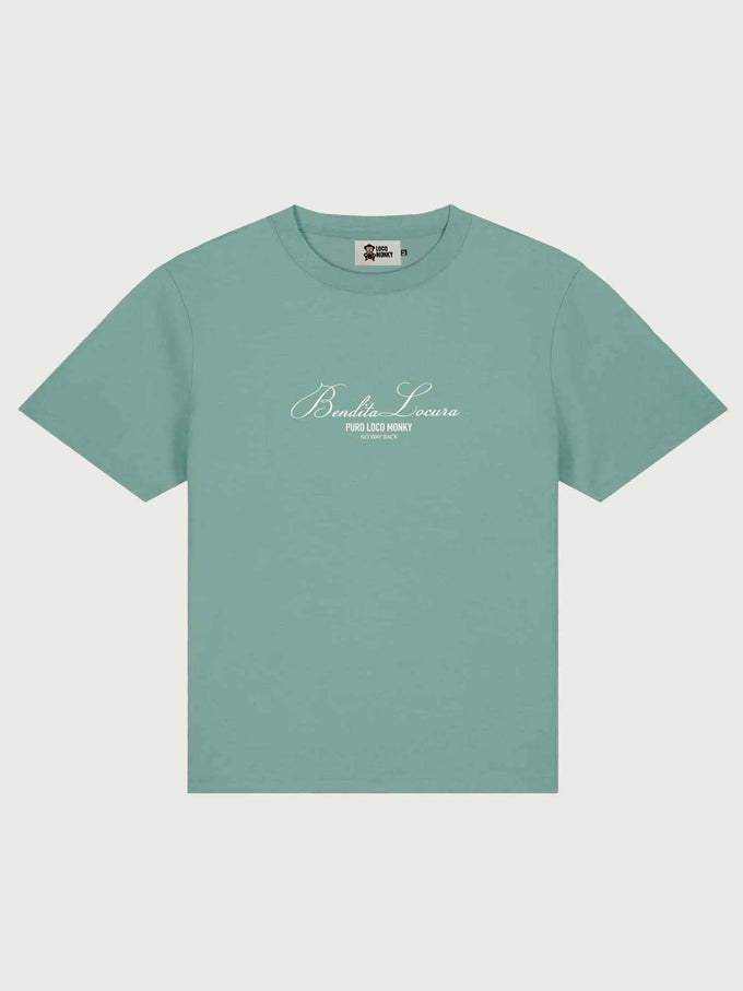 T-shirt donna oversize verde con ricamo lettering