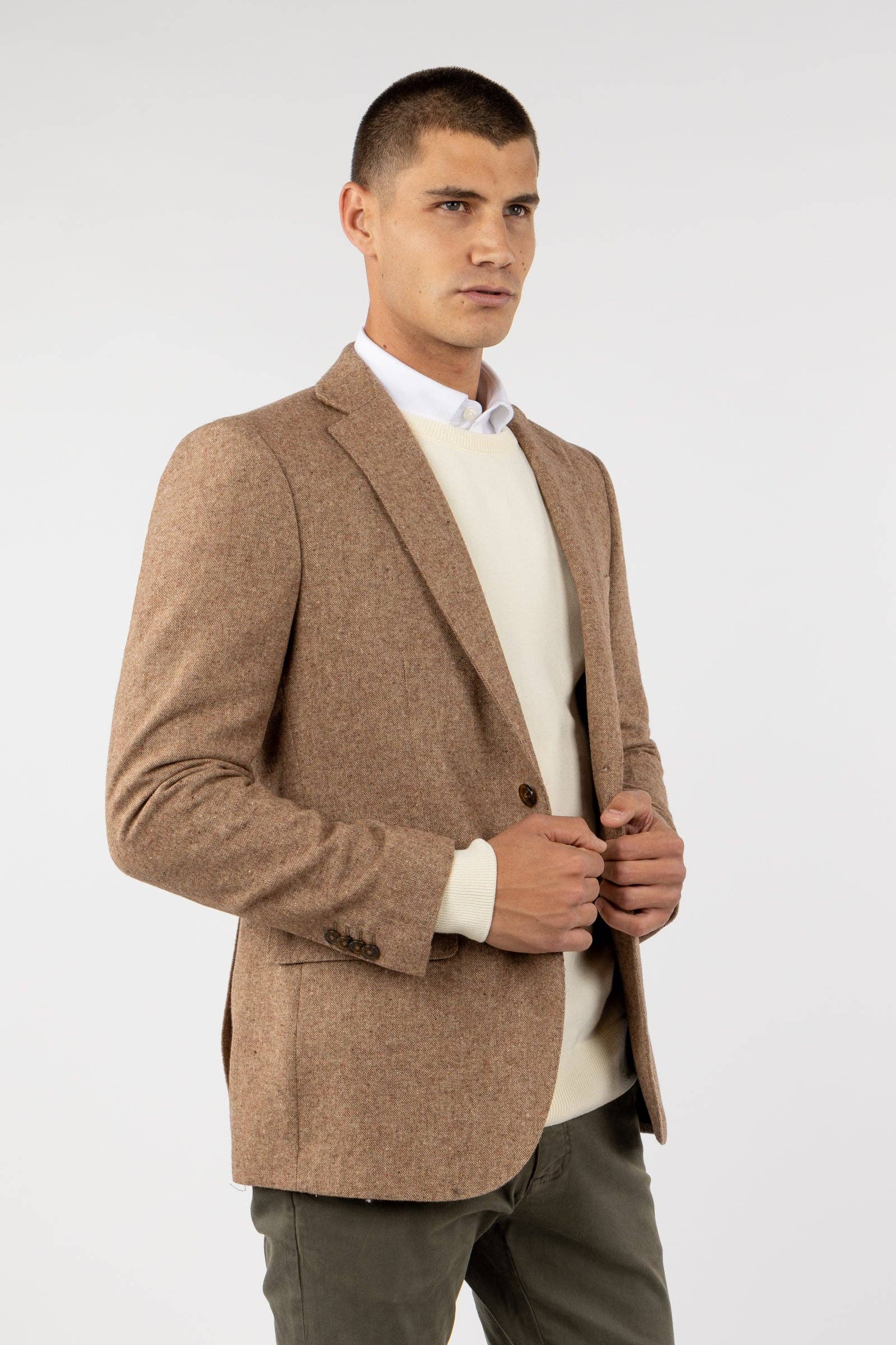 Giacca blazer in lana beige Lisa