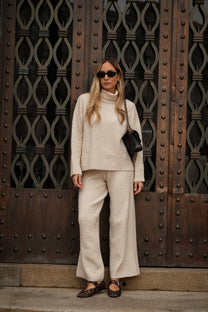 Pantaloni in maglia a coste con vita elastica