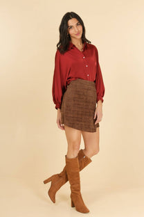 Shorts gonna Salomé a vita alta con zip invisibile