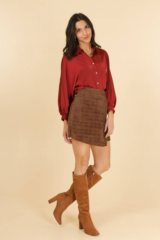 Shorts gonna Salomé a vita alta con zip invisibile