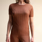 Top in maglia a trecce a maniche corte