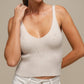 Top in maglia a coste con scollo a V