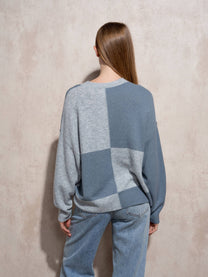Maglione in maglia a quadri color block