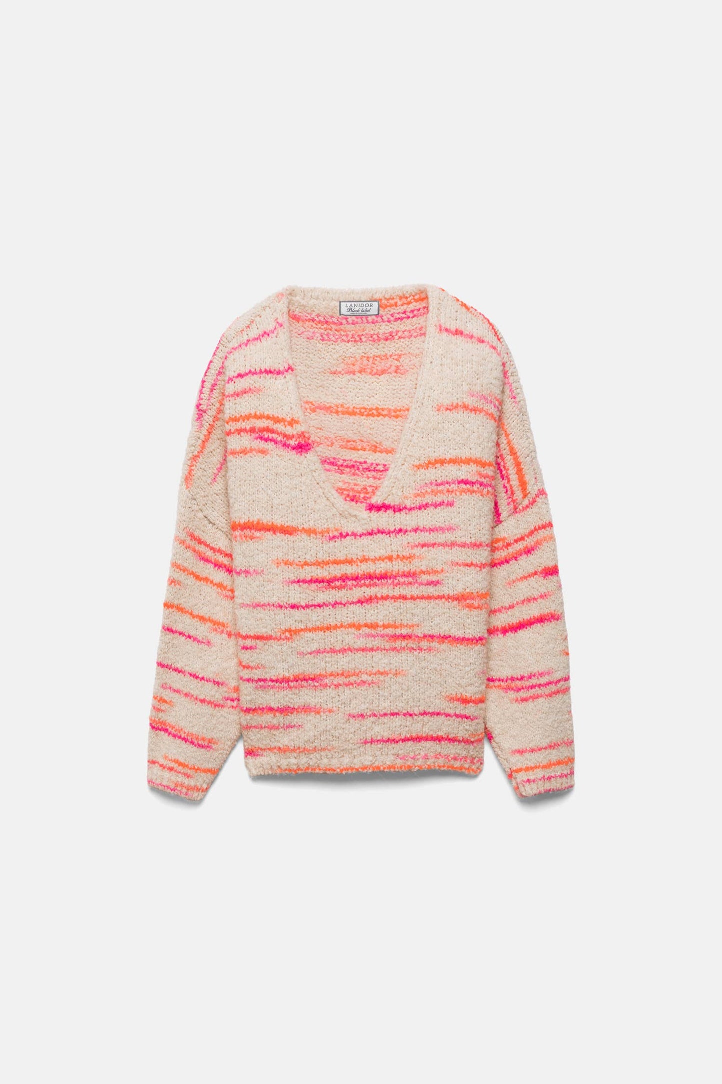 Maglione in maglia a righe con scollo a V