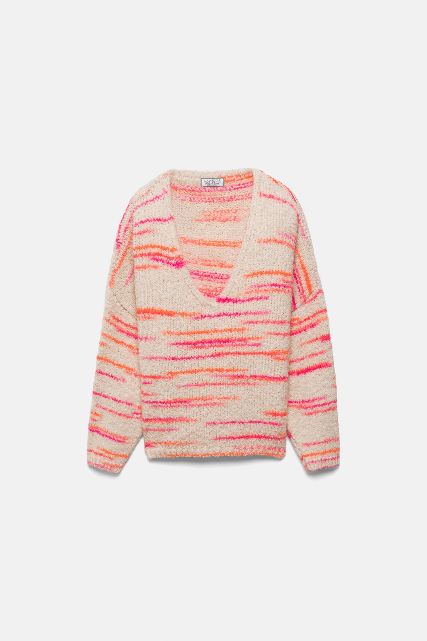 Maglione in maglia a righe con scollo a V