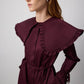 Abito camicia lungo con colletto ampio arricciato
