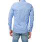 Camicia uomo tinta unita azzurra in cotone elasticizzato