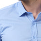 Camicia uomo tinta unita azzurra in cotone elasticizzato